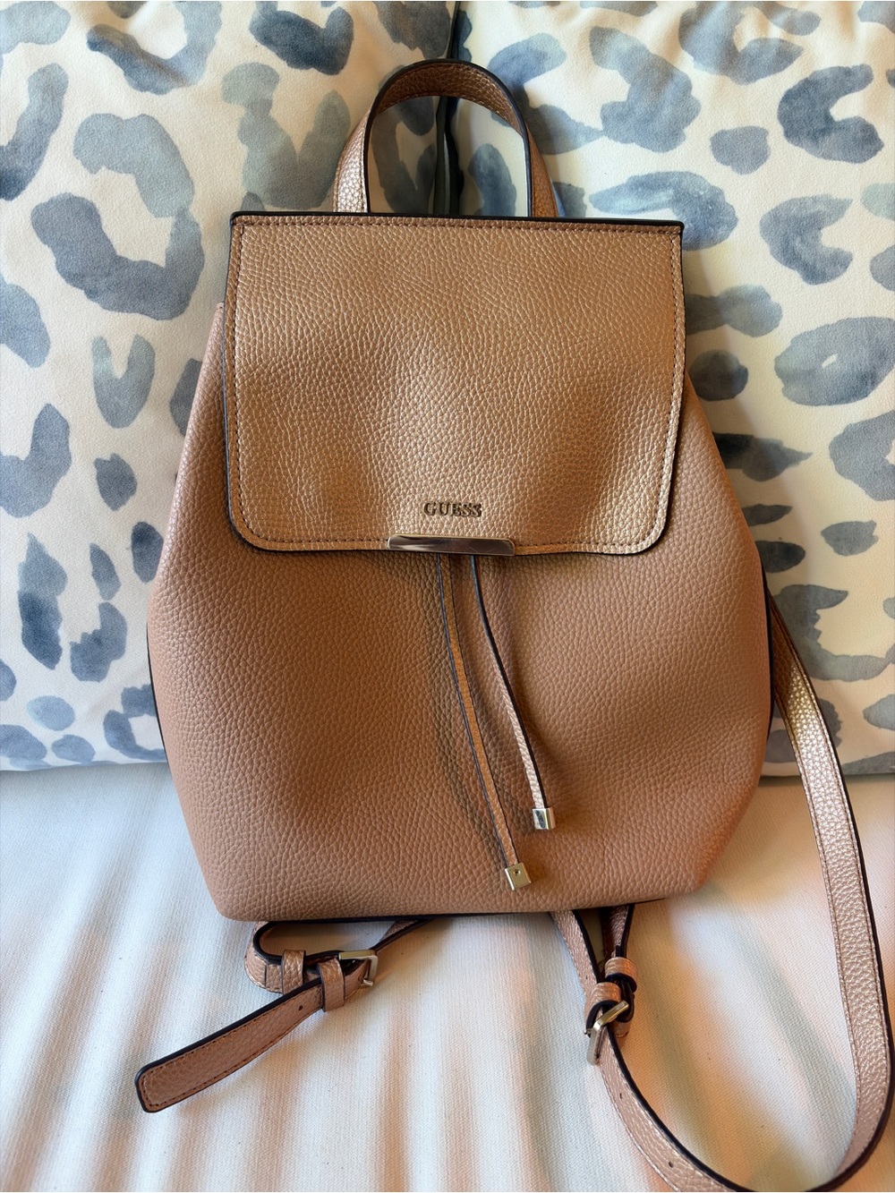 GUESS Tan Pebbled Leatherette Backpack